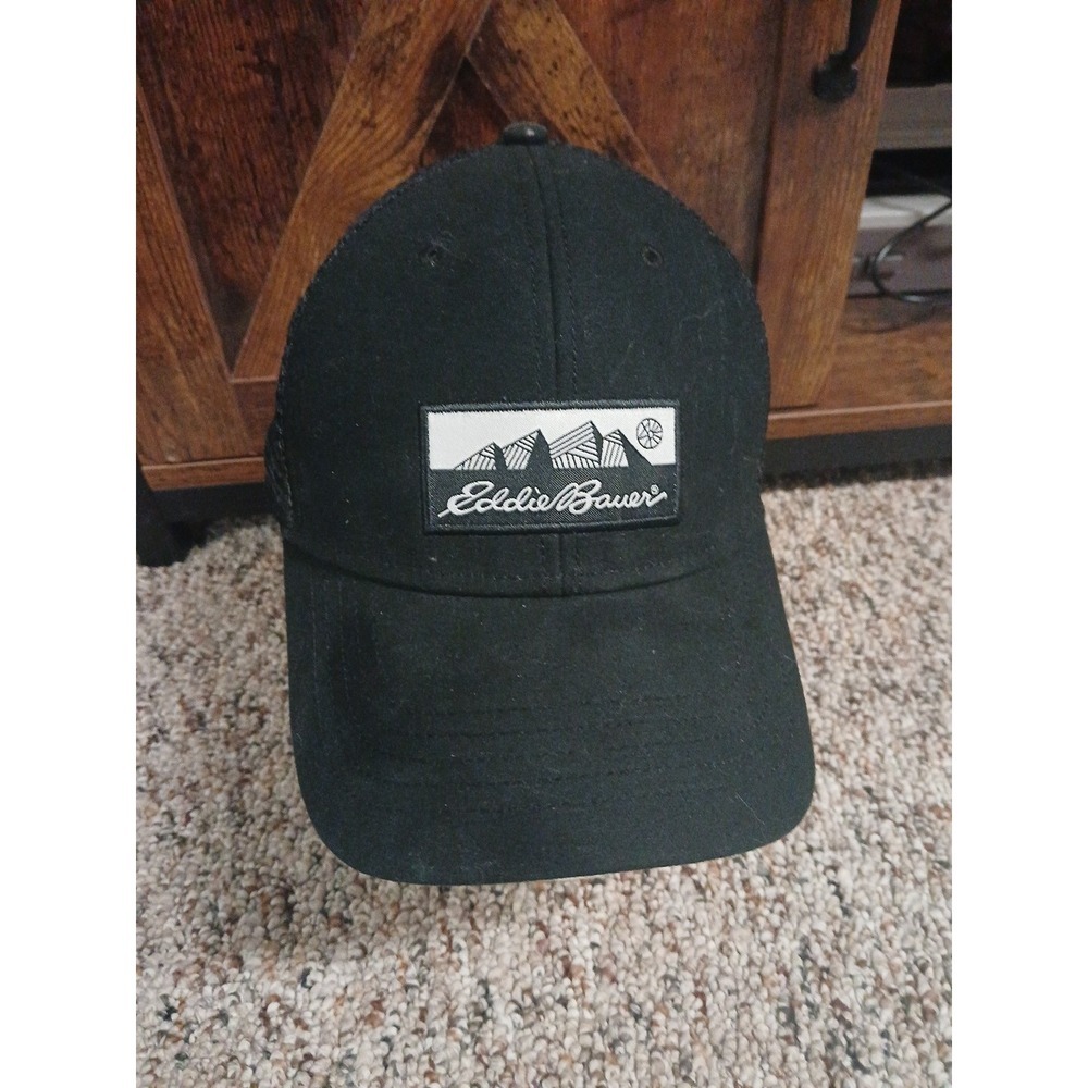 Eddie Bauer Black Mesh Back Snapback‎ Patch Trucker Hat / Cap